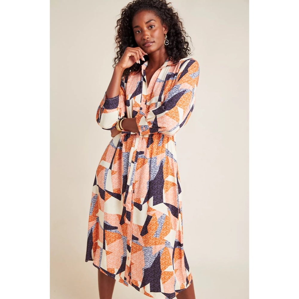 Anthro COREY LYNN CALTER • Abstract Shirtdress Geo